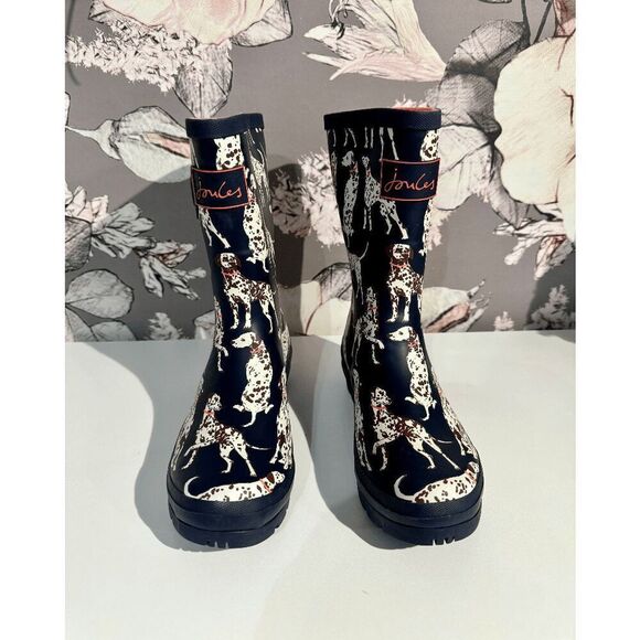 Joules Navy Dalmatian Molly Wellingtons Boots - Picture 6 of 16